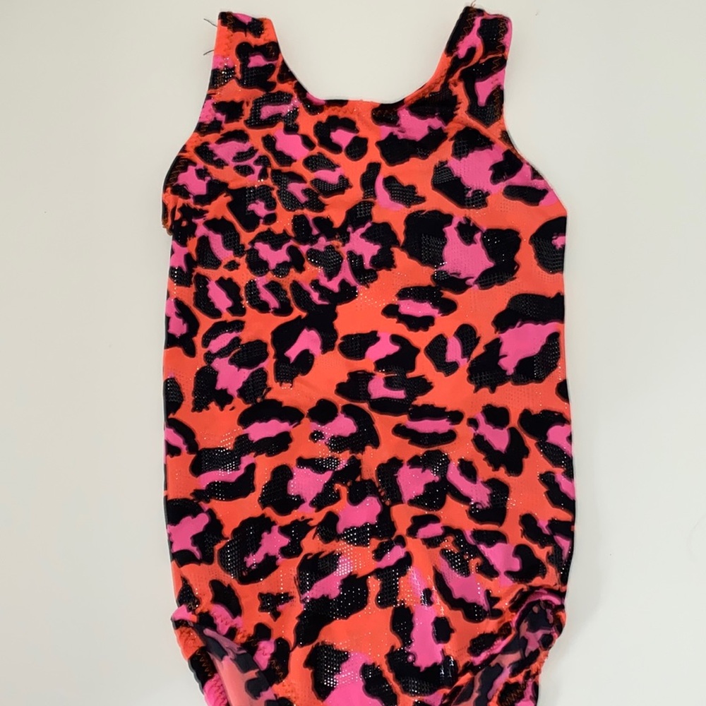 open back cheetah print gymnastics leotard